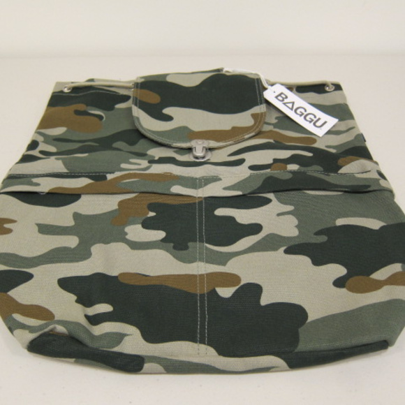 Women Backpack Baggu Camouflage Cotton Canvas Hands-Free Play Work Travel Bag - Picture 2 of 8